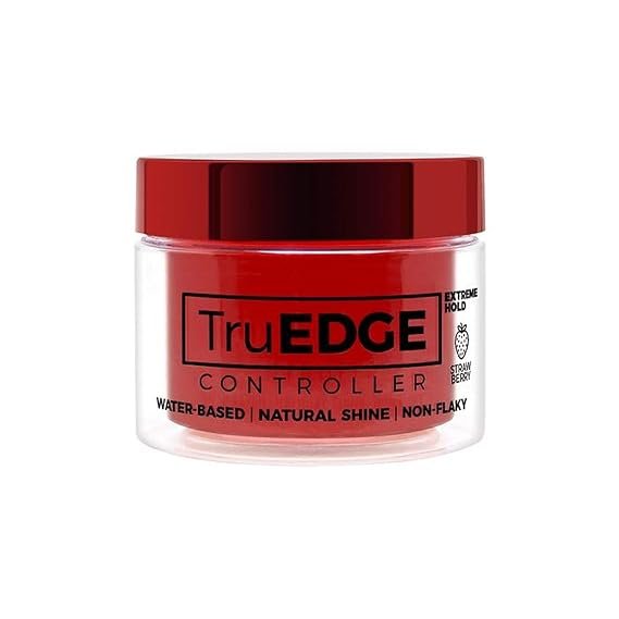 TruEDGE Controller Extreme Hold Water-Based Pomade - Ntaural Shine & Non-Flaky Scented Edge Control - Perfect for Hair-Braiding (Strawberry)