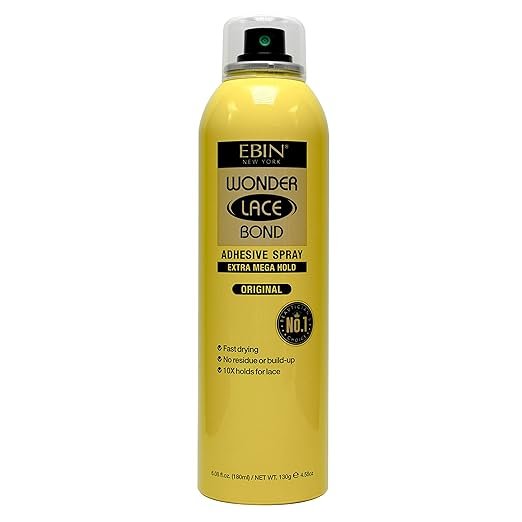 EBIN NEW YORK Wonder Lace Bond Adhesive Spray Original - Extra Mega Hold 6.08 fl oz./ 180mL | Daily Use, Fast Drying, No Residue, No Build-up, All-Day Hold, Easy Daily Wig Installation