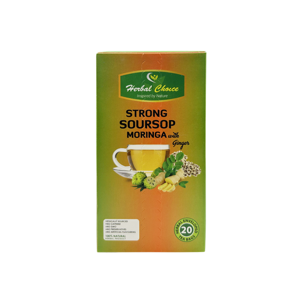 Herbal Choice Strong Soursop Moringa Tea with Ginger (20 Tea Bags)