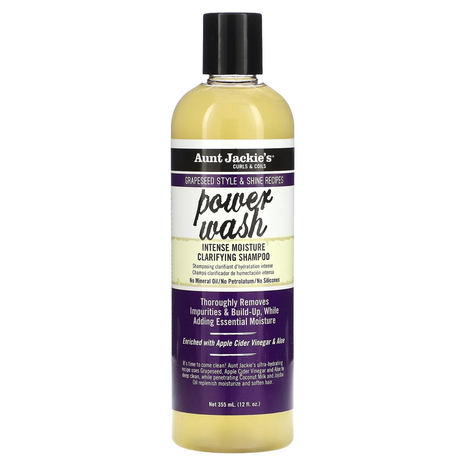 Aunt Jackie’s “Power Wash” Intense Moisture Clarifying Shampoo (355 ml / 12 fl oz)