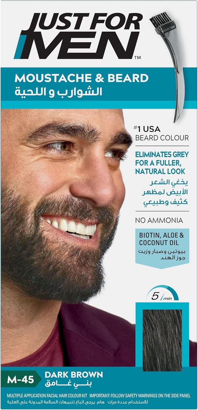 Just For Men – M-45 Dark Brown – Beard Colour – Brush-In Gel (150ml)