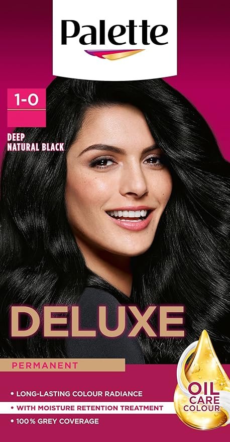 Palette DELUXE Permanent Hair Colour – 1-0 Deep Natural Black (100ml)