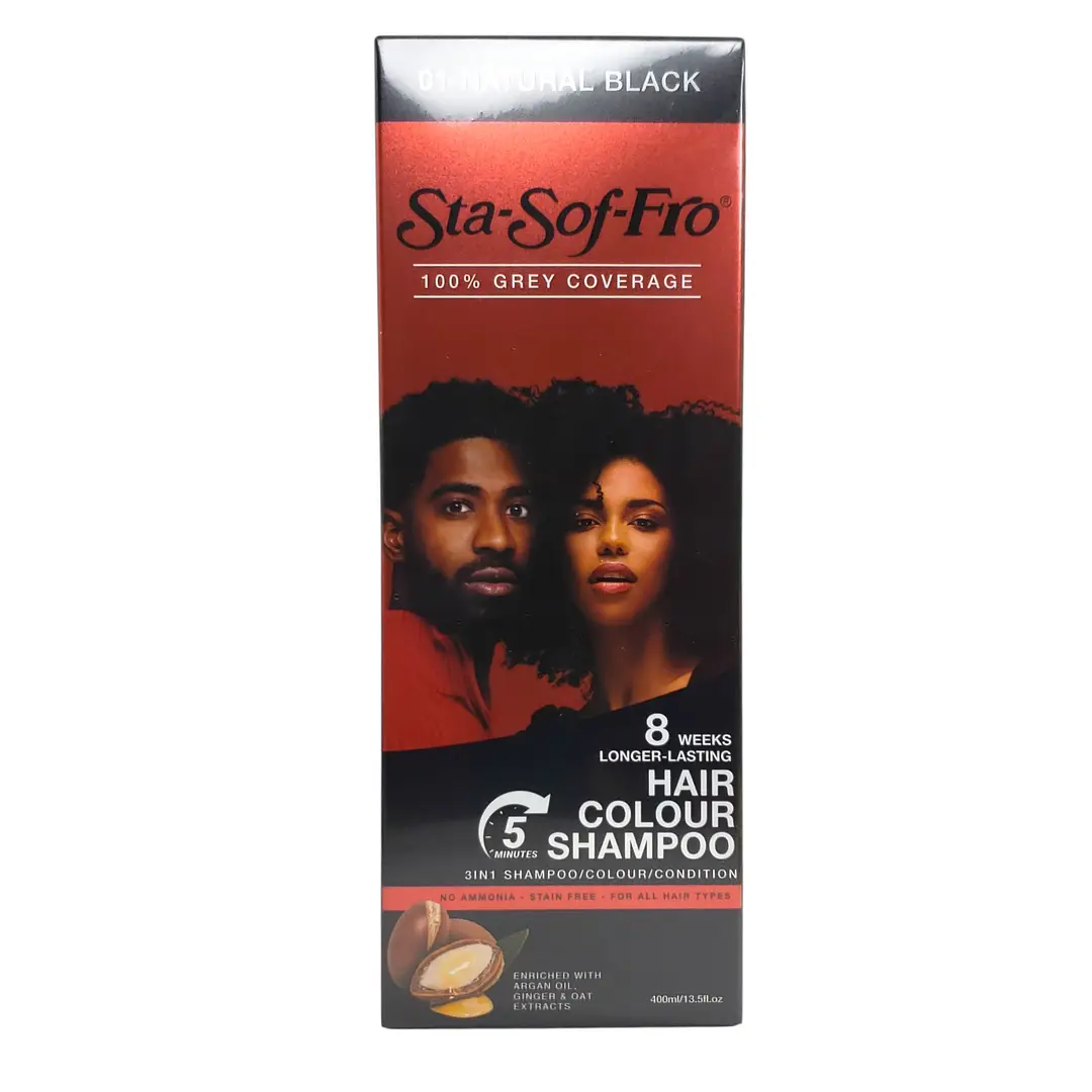 Sta-Sof-Fro Hair Colour Shampoo – 01 Natural Black (400ml)