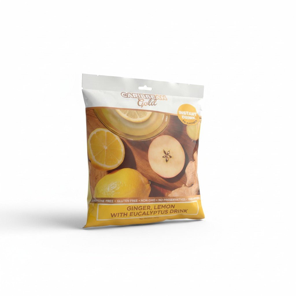 Caribbean Gold Ginger, Lemon & Eucalyptus Instant Drink Mix | Caffeine Free | Gluten Free | 30 Sachets | 360g