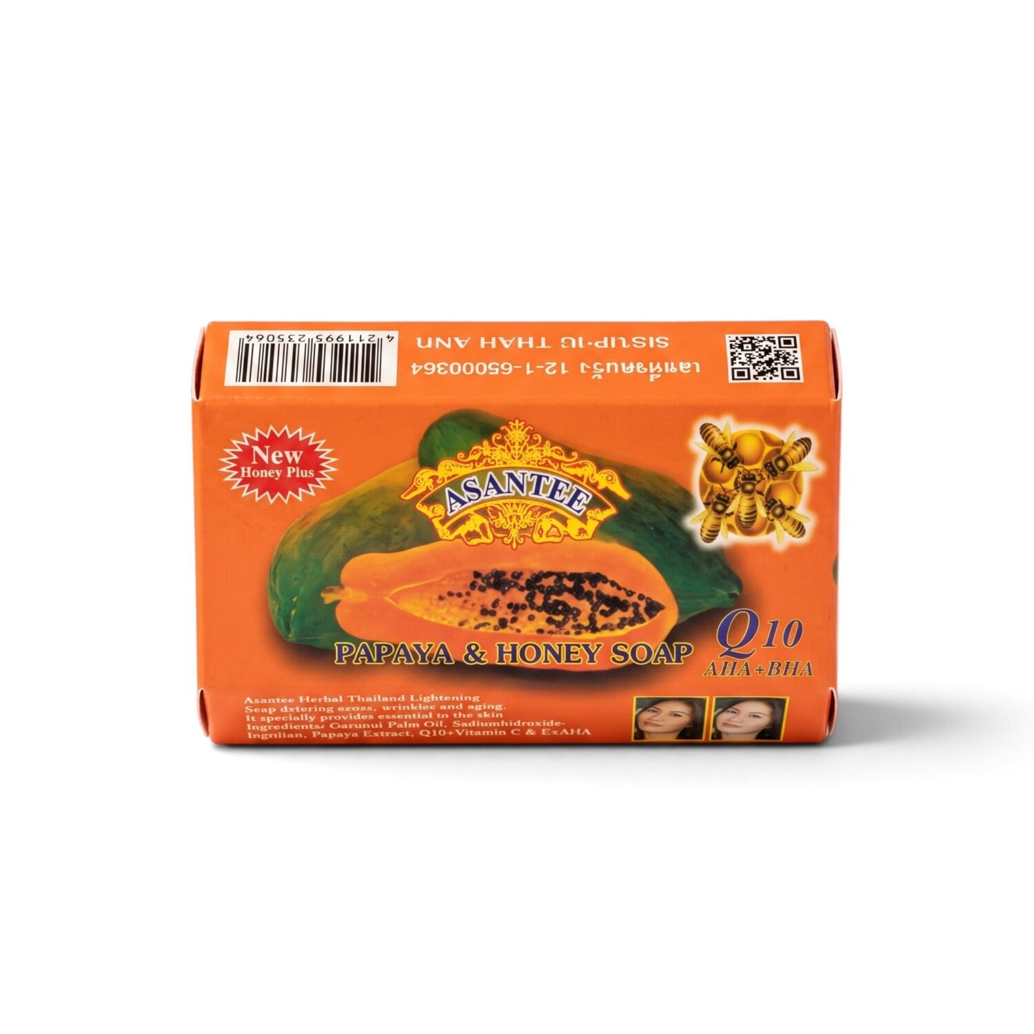 Asantee Papaya & Honey Soap Q10 AHA+BHA – 125g