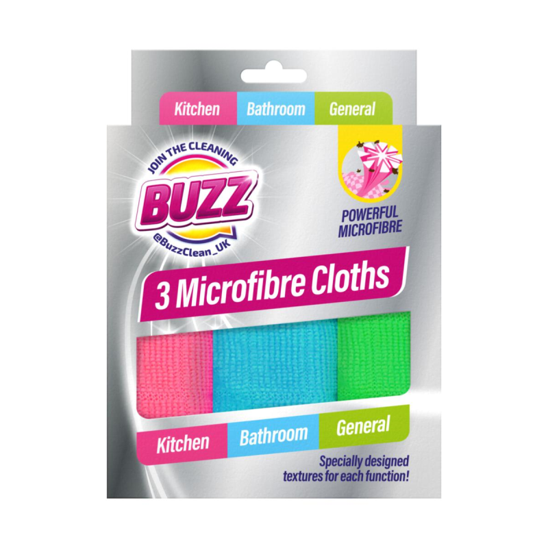 Buzz Microfibre Cleaning Cloths – 3 pack product image