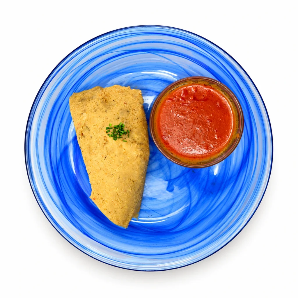 Moi Moi Steamed Bean Pudding – 2 portions on a white background