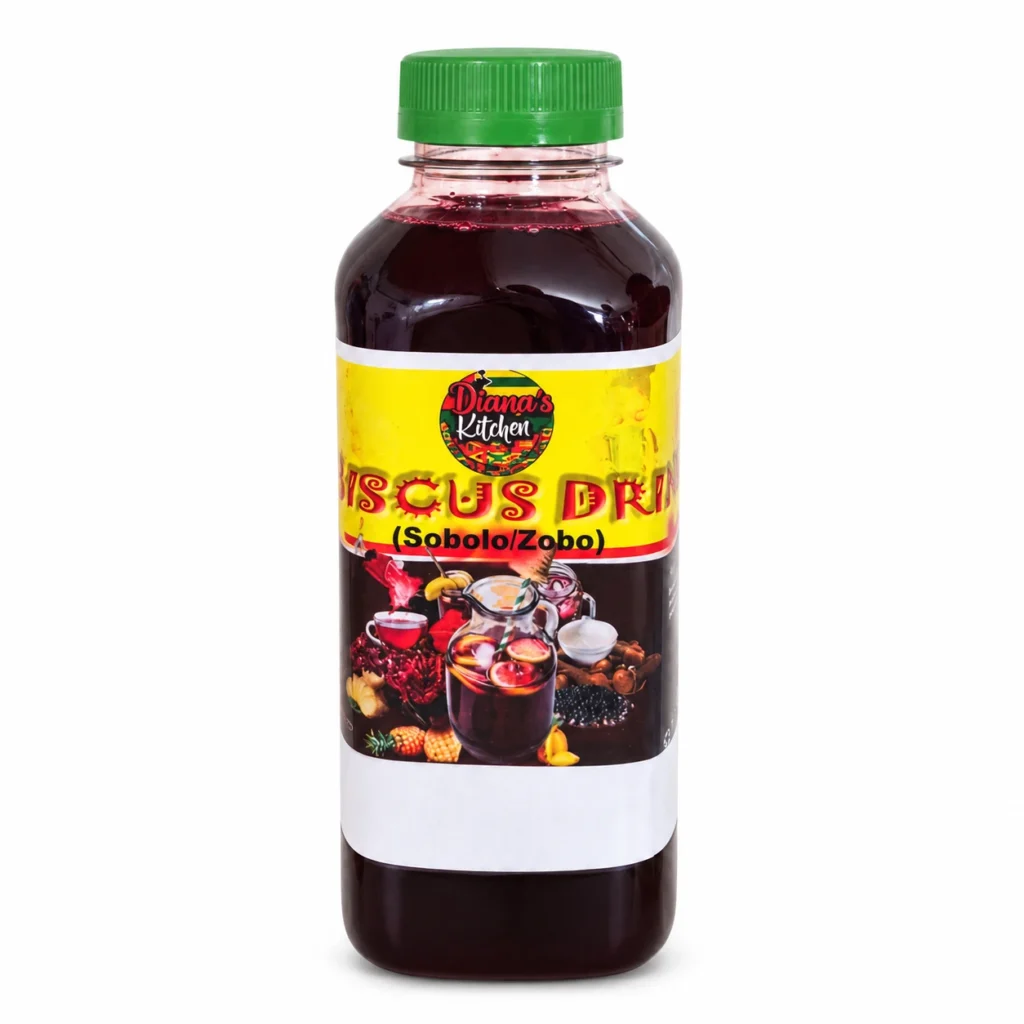 One Diana’s Kitchen Hibiscus Drink 500ml bottle with a green cap on a white background