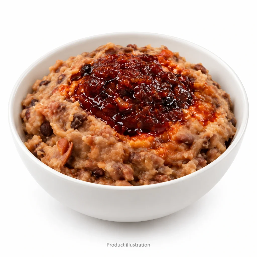 Product illustration of Ewa Agoyin Beans – 450g; packaging is not shown, bowl is for presentation.